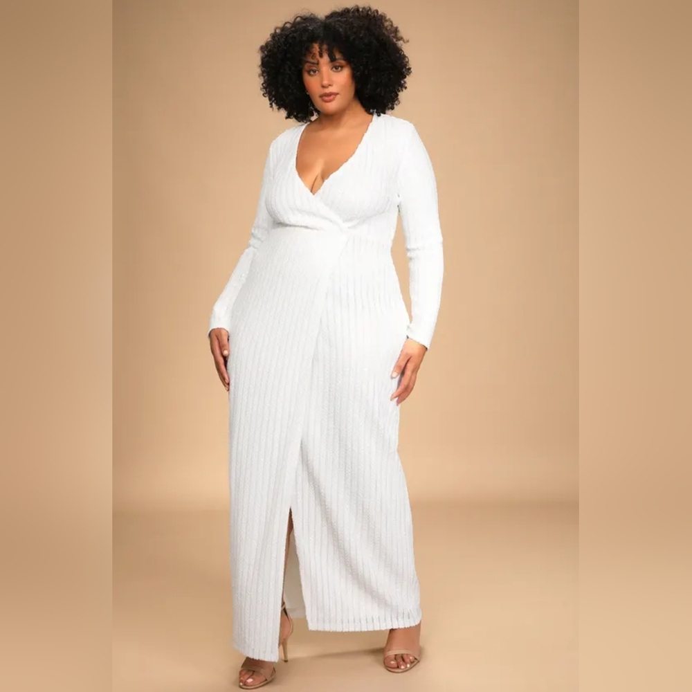NWT Lulu's White Sequin Maxi Dress
